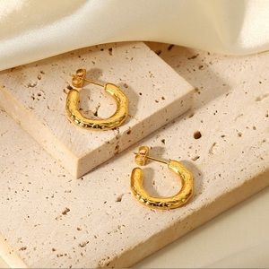 18K Gold Geometric Hoop Earrings, Stud Earrings, Women Earrings